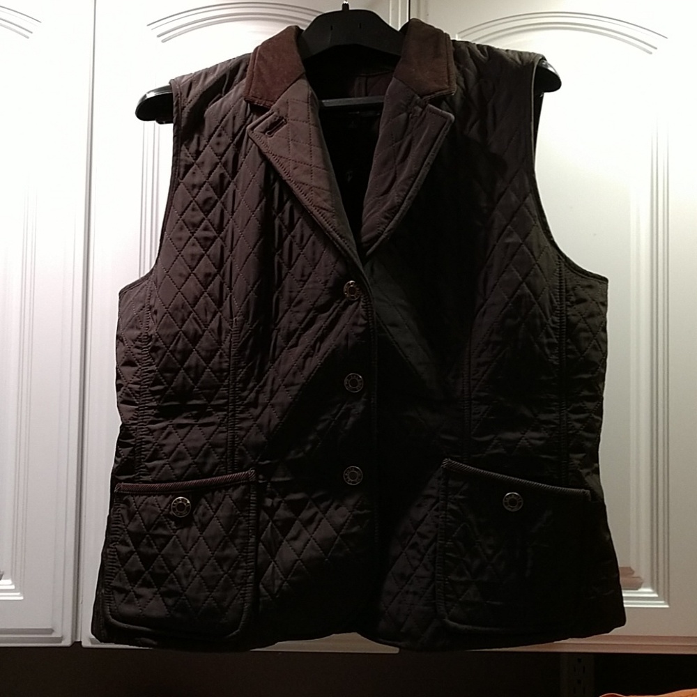 Talbots Brown or Black Quilted Vest L